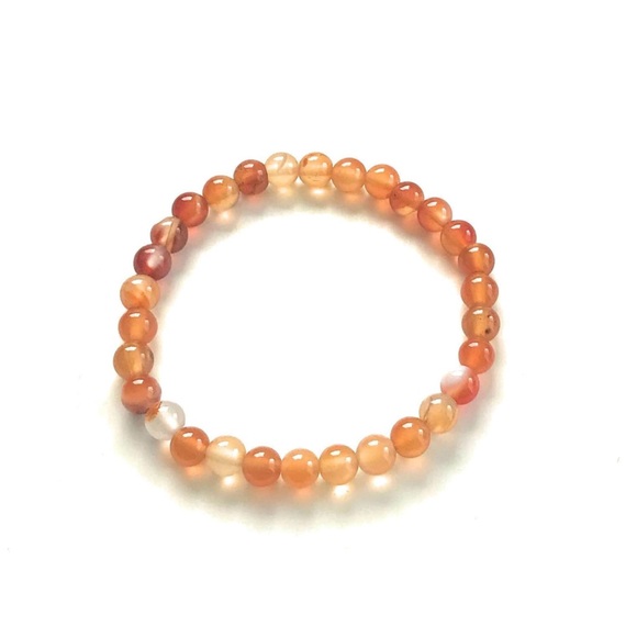 Carnelian Gemstone Beaded Stretch Bracelet - Picture 3 of 4